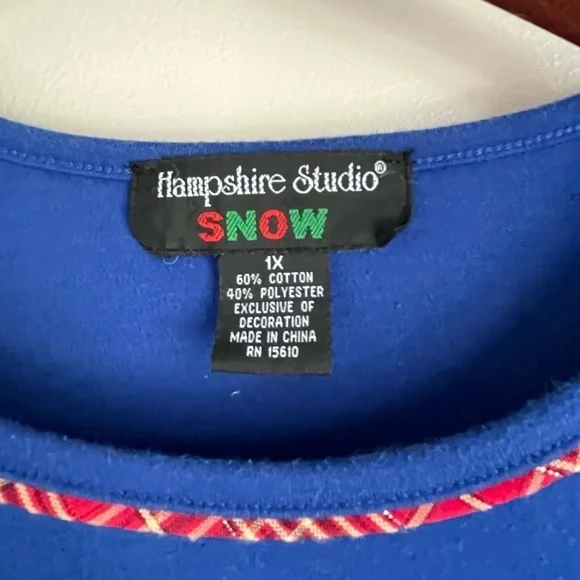 Hampshire Studio Snow snowman long sleeve Tee Shirt - Sz 1x - Picture 3 of 7
